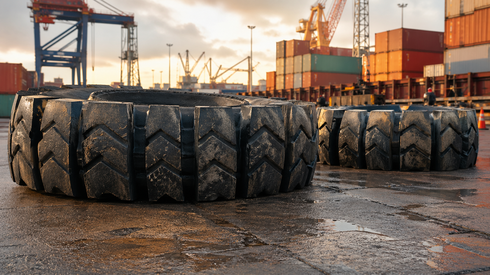 Processed tires at port