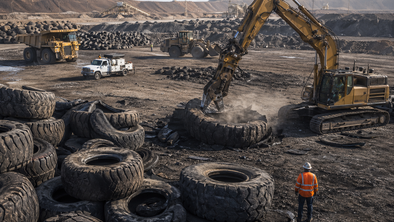 OTR tire processing yard